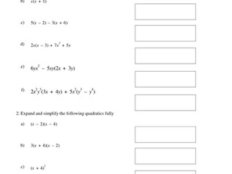 C1 expanding Brackets with Answers