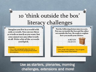 10 literacy 'think outside of the box' challenges