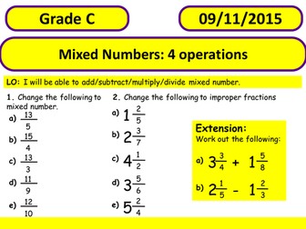 Fractions mixed numbers 4 operations