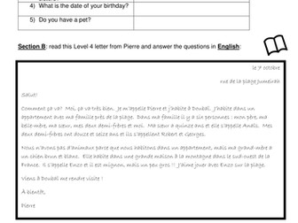 Speaking, Reading and Writing consolidation of basic Year 7 French knowledge