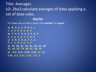 Averages and Range