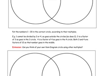 Multiples homework using a Venn diagram.