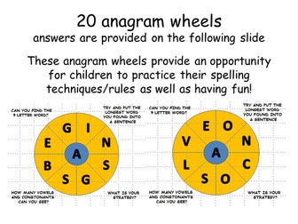 20 anagram wheels - fun spelling game!