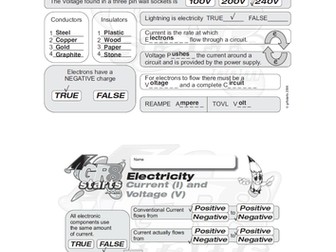 Lesson Starters for Electronics and Systems and Control - Current and Voltage