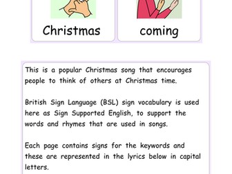Illustrated 'Christmas is Coming'  with LET'S SIGN BSL Signs - British Sign Language Vocabulary