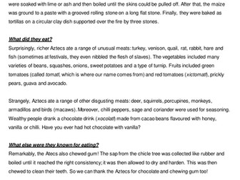 Aztec Reading Comprehension and non-chronological report 