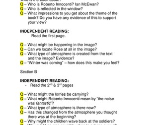Rose Blanche-World War 2 Literacy Comprehension