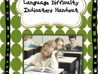 FREE Language Difficulty Indicators Handout