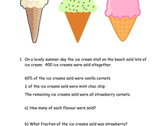 Ice Cream - fractions and percentages