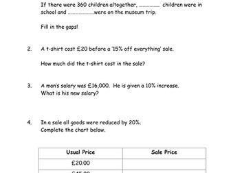 Percentage practice