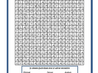 German Vocabulary Word Search and Activity Pack