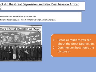 What impact did the Great Depression and New Deal have on African Americans?