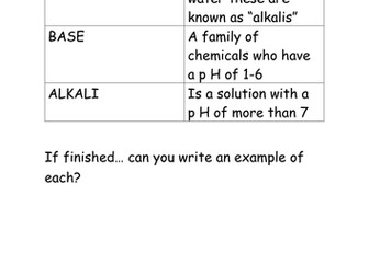Acids, Bases and Alkalis