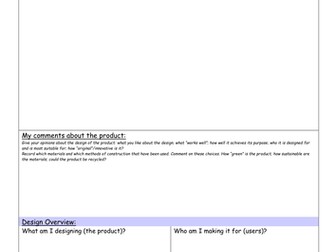 D.T product design and evaluation template