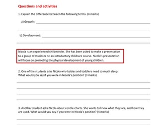 AQA Home economics child development