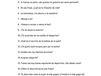Questions in French and Spanish translated from the programme "Five minutes with..."