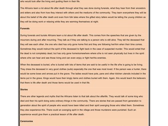 Beliefs on Death and Afterlife for African Traditional Religions