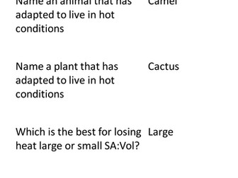 B1.4 adaptation Quiz quiz trade cards