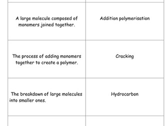 C1.5 Polymers dominoes / quiz quiz trade cards