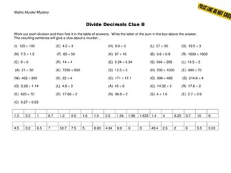Divide Decimals worksheet