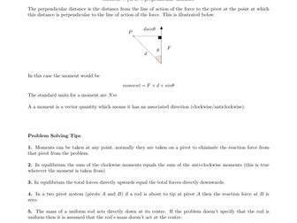 M1 Moments Revision Sheet and Problems