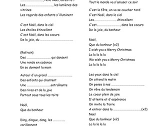 Ilona Mitrecey - Noel que du bonheur (song with gap filling)