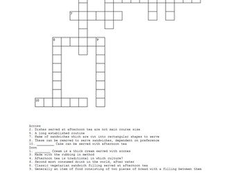 Afternoon Tea Crossword (Higher Ability)
