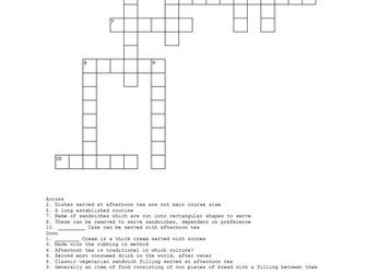 Afternoon Tea Crossword (Higher Ability)