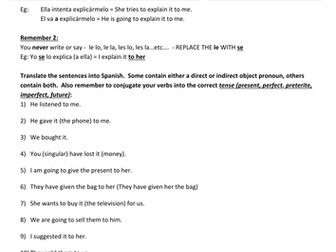 Direct and Indirect object pronouns 