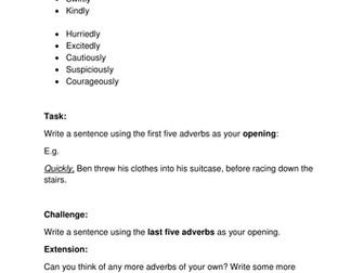 Adverb homework 