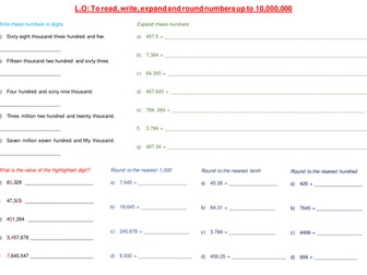 Read, write, expand and round numbers up to 10,000,000