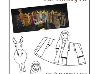 Nativity figures to colour in and make