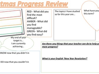 Mid-Year review sheet for students to reflect on progress. 