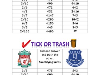 Simplifying Surds - Tick or Trash