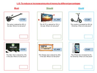 Percentages of amounts