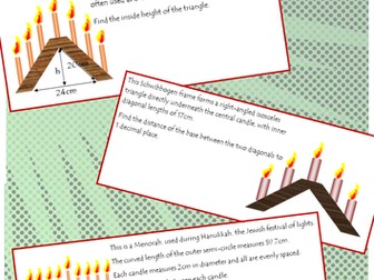 Christmas / Hanukkah maths candles task using Pythagoras and Circumference of semi-circles