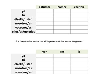 Crucigrama Verbos en Preterito Imperfecto
