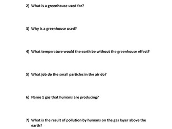 Greenhouse effect activity 