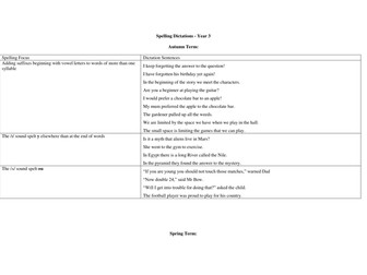 New Curriculum Year 3 Spelling Dictation/Assessment