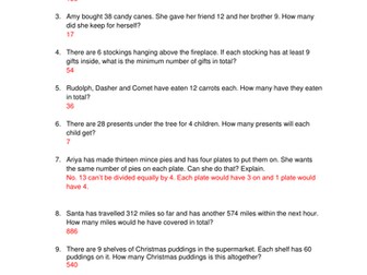 Christmas - Maths Word Problems -  Year  5 / 6