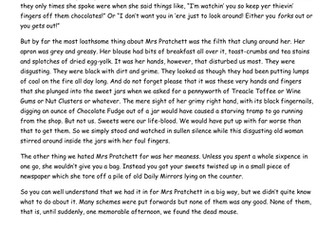 Roald Dahl Comprehension - 'Boy: Tales of Childhood' 