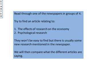 AQA AS Research Methods - peer review and the economy