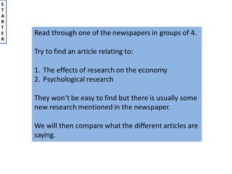 AQA AS Research Methods - peer review and the economy