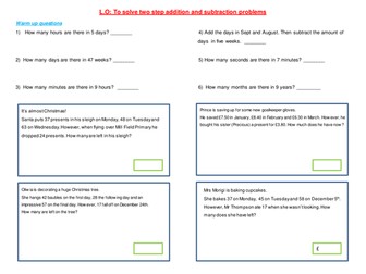 Two step written problems - addition and subtraction