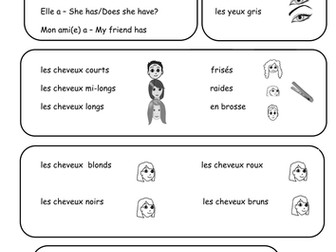 Studio 1 Module 2 Units 3 and 4 revision sheet  - Comment je me vois et les autres 