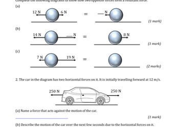 GCSE Physics Worksheets - Forces, Motion and Energy