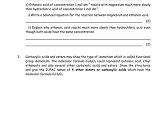 a level chemistry revision teaching resources