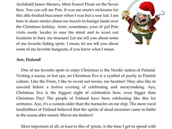 Pirate Pete Celebrates Christmas Around the World: Traditions Reading Assignment