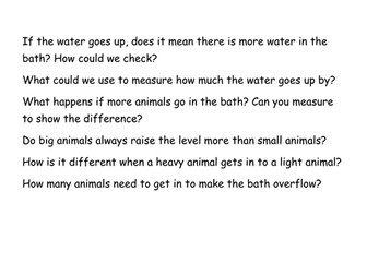 Mr Archimedes' Bath KS1 maths investigation