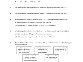 Equations of Perpendicular Lines